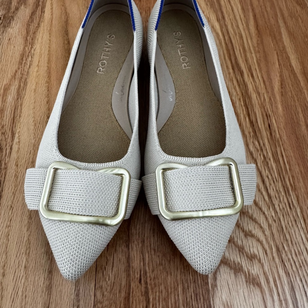 Rothy's Cream Flats with Gold Accent